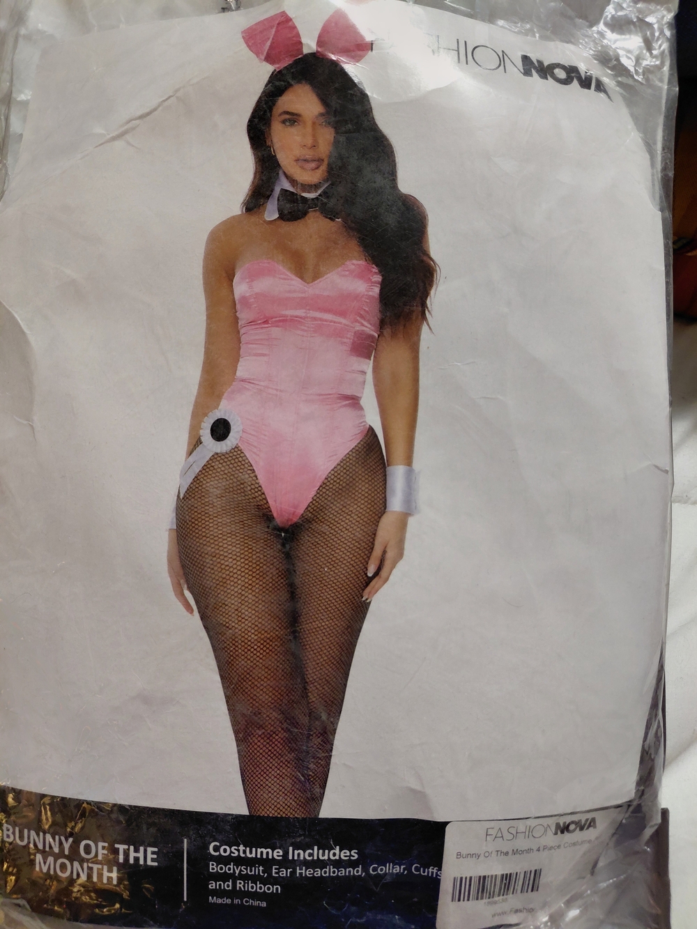 Fashion Nova Pink Strapless Bunny Bodysuit with Ears